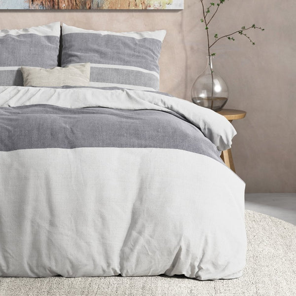 100% Brushed Cotton Duvet Cover Set Skylar | Anthracite | King Long - 240cm (W) x 220cm (L) - The Bedding & Blankets Store