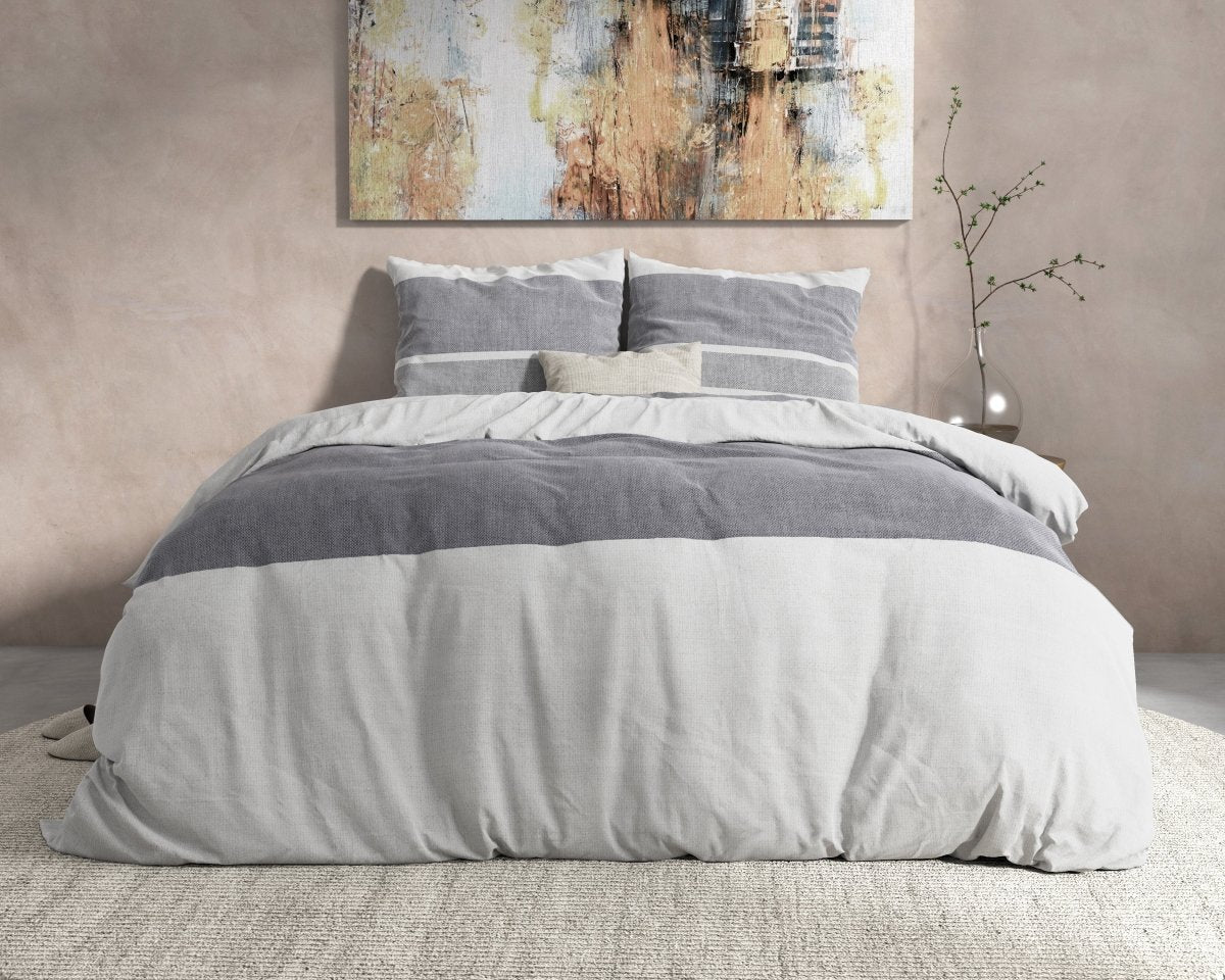 100% Brushed Cotton Duvet Cover Set Skylar | Anthracite | King Long - 240cm (W) x 220cm (L) - The Bedding & Blankets Store