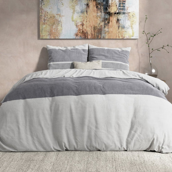 100% Brushed Cotton Duvet Cover Set Skylar | Anthracite | King Long - 240cm (W) x 220cm (L) - The Bedding & Blankets Store