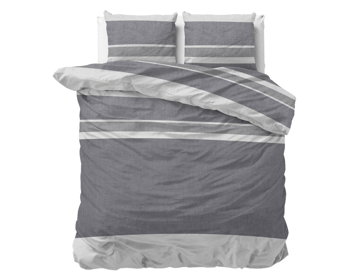 100% Brushed Cotton Duvet Cover Set Skylar | Anthracite | King Long - 240cm (W) x 220cm (L) - The Bedding & Blankets Store