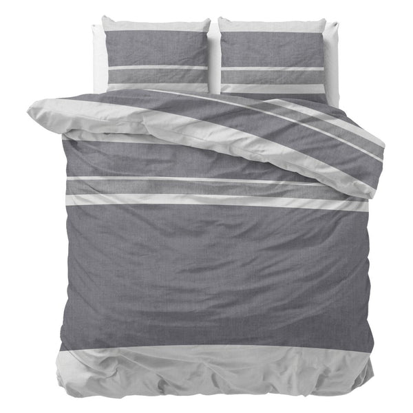 100% Brushed Cotton Duvet Cover Set Skylar | Anthracite | King Long - 240cm (W) x 220cm (L) - The Bedding & Blankets Store