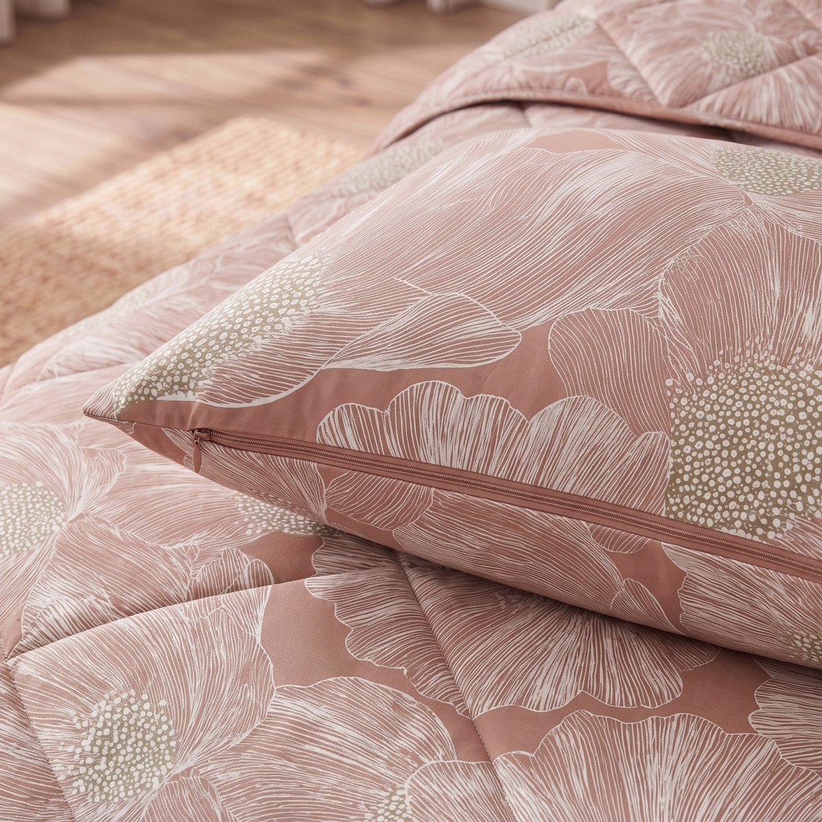 100% Cotton Coverless Duvet Feather | Terracotta | Single - 140cm (W) x 220cm (L) - The Bedding & Blankets Store