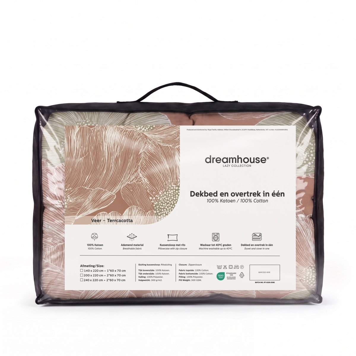 100% Cotton Coverless Duvet Feather | Terracotta | Single - 140cm (W) x 220cm (L) - The Bedding & Blankets Store