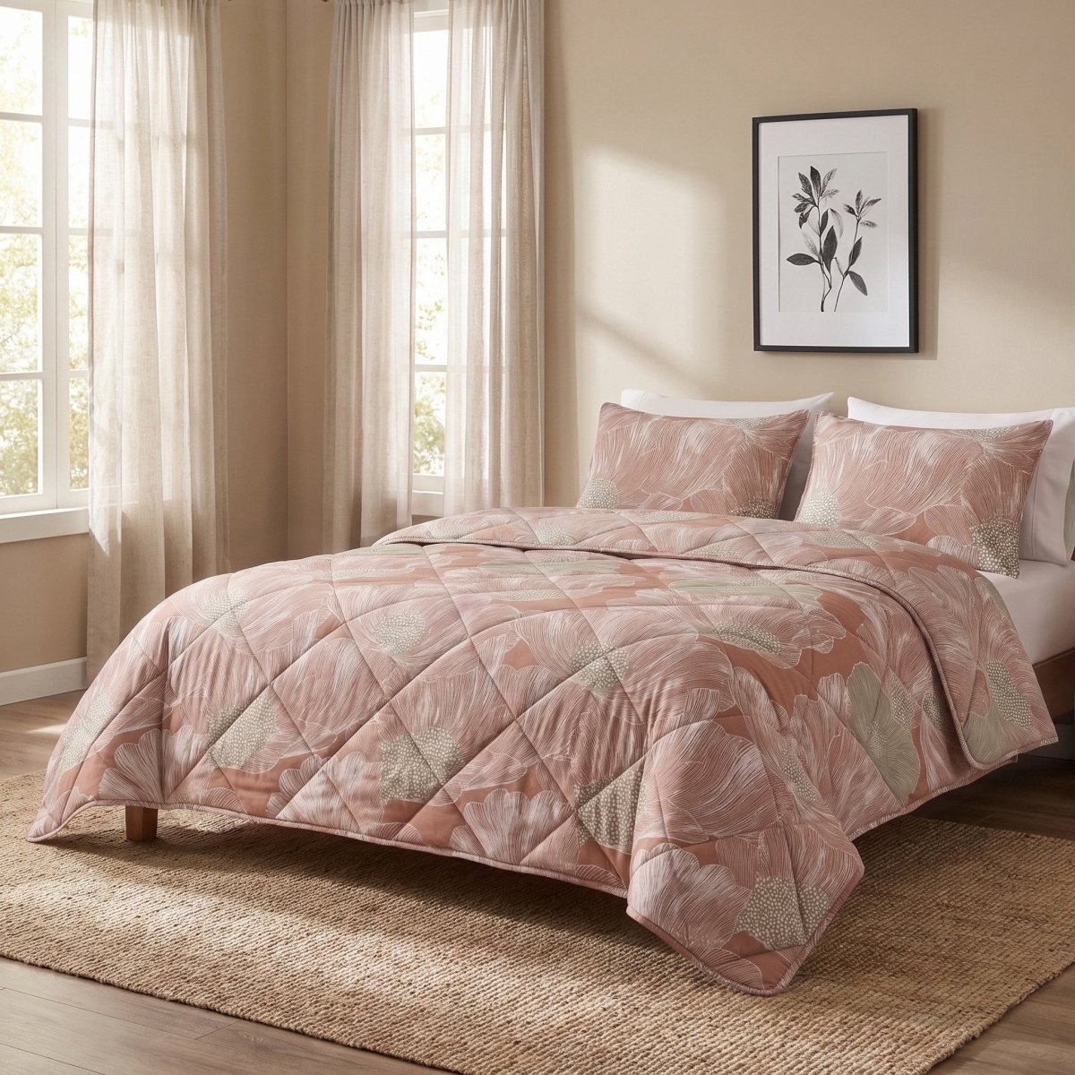 100% Cotton Coverless Duvet Feather | Terracotta | Single - 140cm (W) x 220cm (L) - The Bedding & Blankets Store
