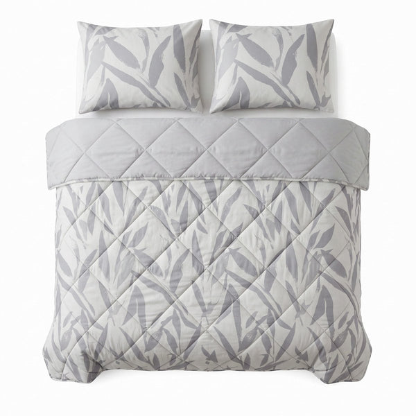 100% Cotton Coverless Duvet Garden Zen | Grey | Single - 140cm (W) x 220cm (L) - The Bedding & Blankets Store