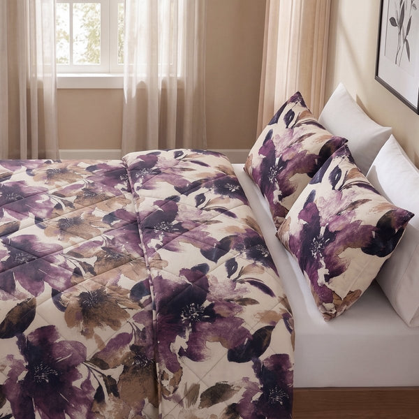 100% Cotton Coverless Duvet Lena | Purple | Single - 140cm (W) x 220cm (L) - The Bedding & Blankets Store