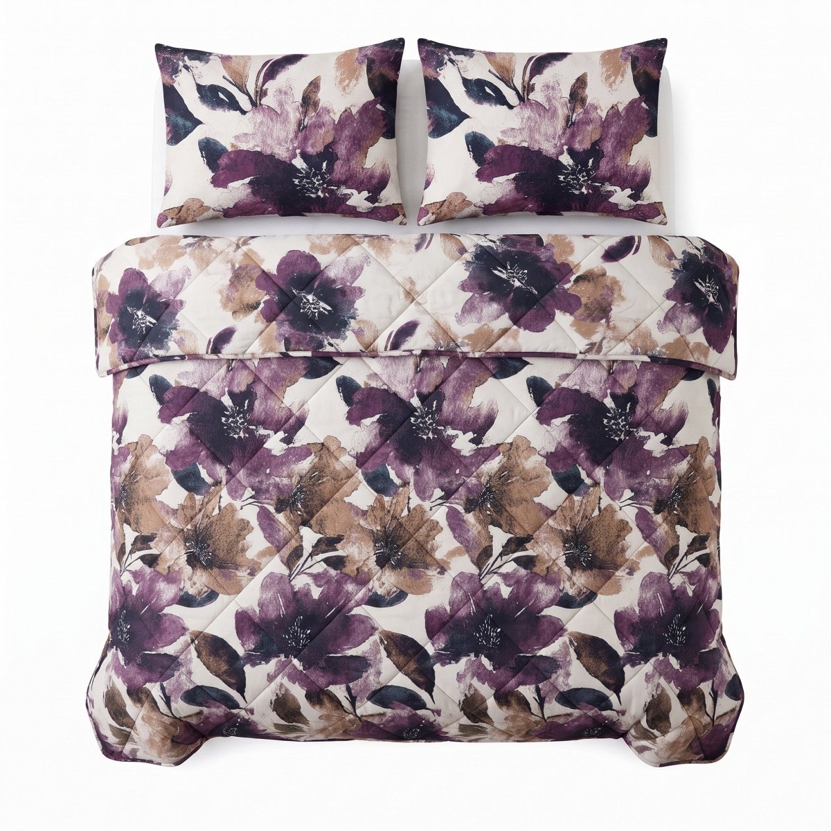100% Cotton Coverless Duvet Lena | Purple | Single - 140cm (W) x 220cm (L) - The Bedding & Blankets Store