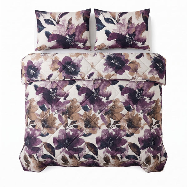 100% Cotton Coverless Duvet Lena | Purple | Single - 140cm (W) x 220cm (L) - The Bedding & Blankets Store