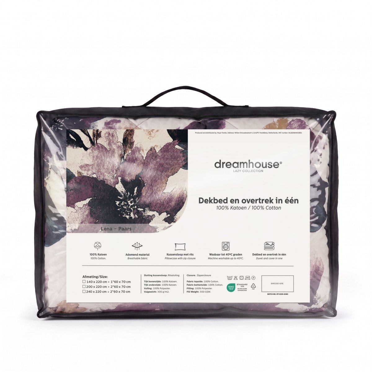 100% Cotton Coverless Duvet Lena | Purple | Single - 140cm (W) x 220cm (L) - The Bedding & Blankets Store