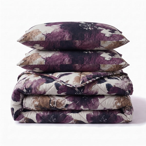 100% Cotton Coverless Duvet Lena | Purple | Single - 140cm (W) x 220cm (L) - The Bedding & Blankets Store