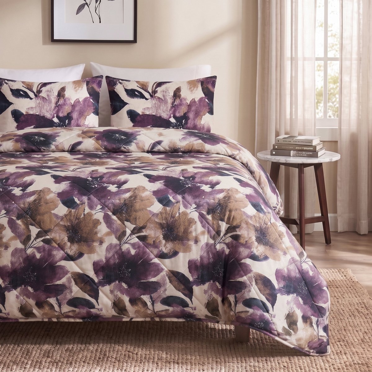 100% Cotton Coverless Duvet Lena | Purple | Single - 140cm (W) x 220cm (L) - The Bedding & Blankets Store
