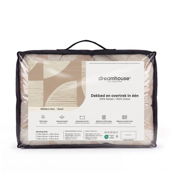 100% Cotton Coverless Duvet Modern Geo | Sand | Single - 140cm (W) x 220cm (L) - The Bedding & Blankets Store