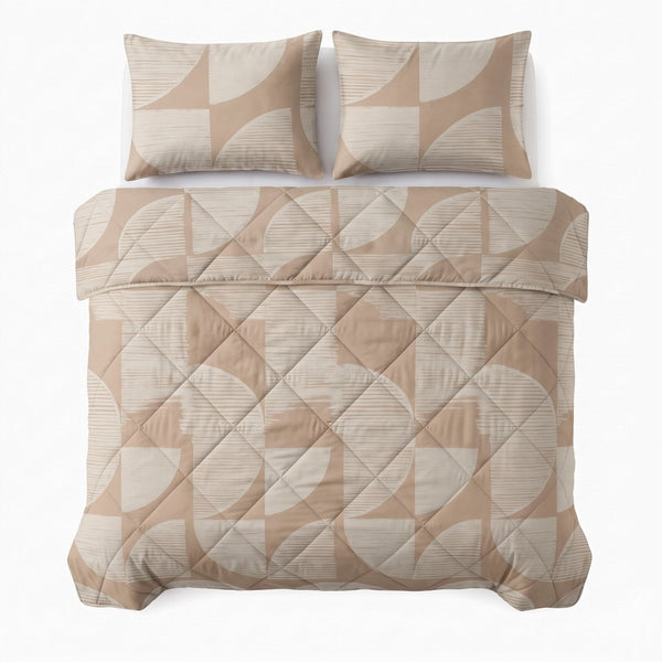 100% Cotton Coverless Duvet Modern Geo | Sand | Single - 140cm (W) x 220cm (L) - The Bedding & Blankets Store