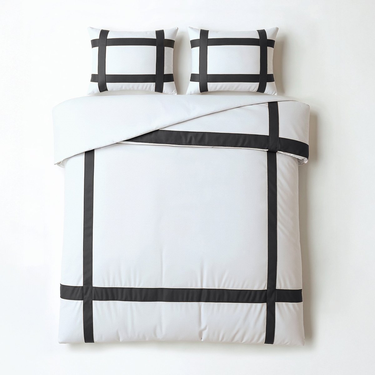 100% Cotton Duvet Cover Set Alberto | Black | Single - 140cm (W) x 220cm (L) - The Bedding & Blankets Store