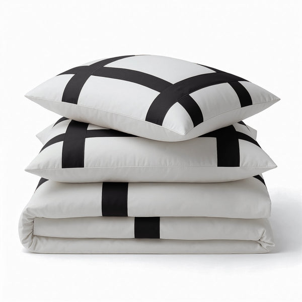 100% Cotton Duvet Cover Set Alberto | Black | Single - 140cm (W) x 220cm (L) - The Bedding & Blankets Store