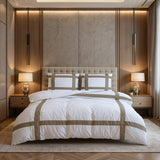 100% Cotton Duvet Cover Set Alberto | Taupe | Single - 140cm (W) x 220cm (L) - The Bedding & Blankets Store