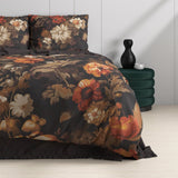100% Cotton Duvet Cover Set Art Flowers | Brown | Double - 200cm (W) x 200/220cm (L) - The Bedding & Blankets Store