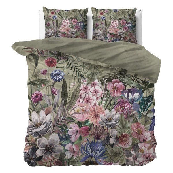 100% Cotton Duvet Cover Set Aurelie | Green | Single - 140cm (W) x 220cm (L) - The Bedding & Blankets Store