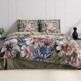 100% Cotton Duvet Cover Set Aurelie | Green | Single - 140cm (W) x 220cm (L) - The Bedding & Blankets Store