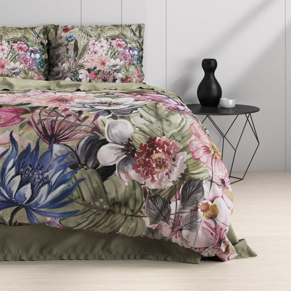 100% Cotton Duvet Cover Set Aurelie | Green | Single - 140cm (W) x 220cm (L) - The Bedding & Blankets Store