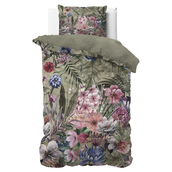 100% Cotton Duvet Cover Set Aurelie | Green | Single - 140cm (W) x 220cm (L) - The Bedding & Blankets Store