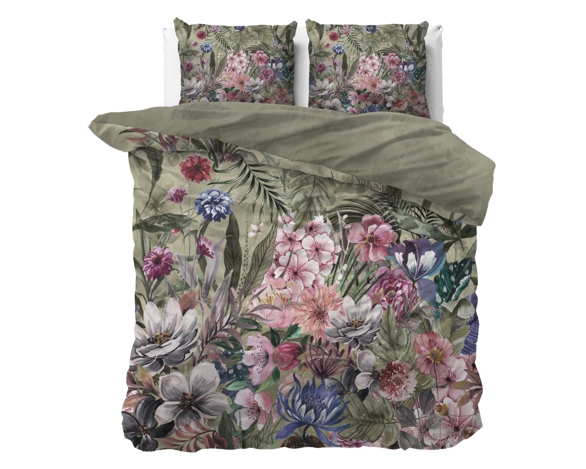 100% Cotton Duvet Cover Set Aurelie | Green | Single - 140cm (W) x 220cm (L) - The Bedding & Blankets Store