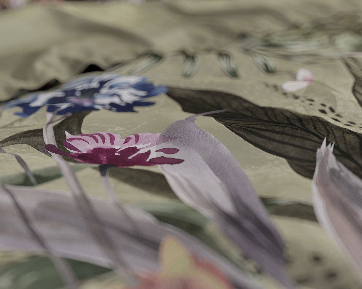 100% Cotton Duvet Cover Set Aurelie | Green | Single - 140cm (W) x 220cm (L) - The Bedding & Blankets Store
