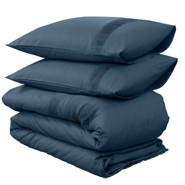 100% Cotton Duvet Cover Set Bali | Blue | Single - 140cm (W) x 220cm (L) - The Bedding & Blankets Store