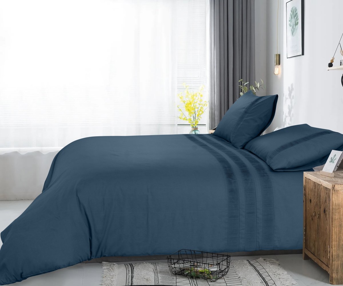 100% Cotton Duvet Cover Set Bali | Blue | Single - 140cm (W) x 220cm (L) - The Bedding & Blankets Store