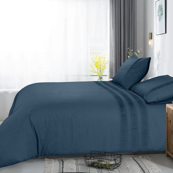 100% Cotton Duvet Cover Set Bali | Blue | Single - 140cm (W) x 220cm (L) - The Bedding & Blankets Store