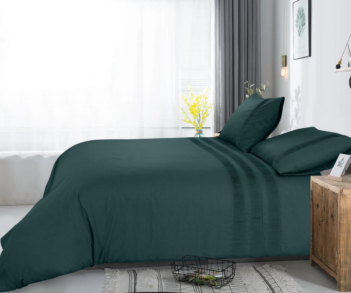 100% Cotton Duvet Cover Set Bali | Green | Single - 140cm (W) x 220cm (L) - The Bedding & Blankets Store
