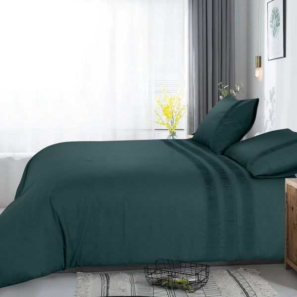 100% Cotton Duvet Cover Set Bali | Green | Single - 140cm (W) x 220cm (L) - The Bedding & Blankets Store