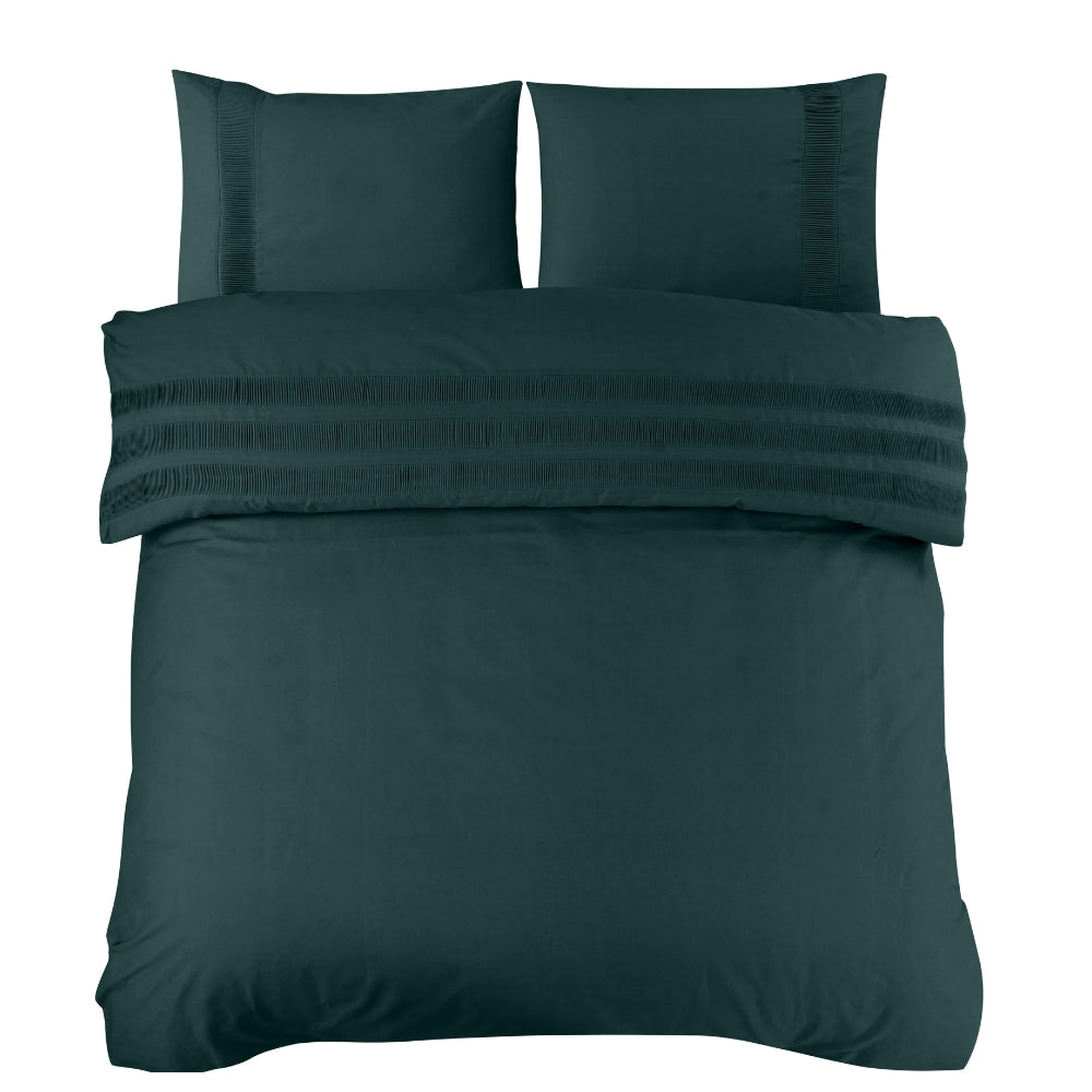 100% Cotton Duvet Cover Set Bali | Green | Single - 140cm (W) x 220cm (L) - The Bedding & Blankets Store