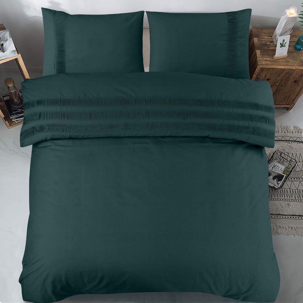 100% Cotton Duvet Cover Set Bali | Green | Single - 140cm (W) x 220cm (L) - The Bedding & Blankets Store