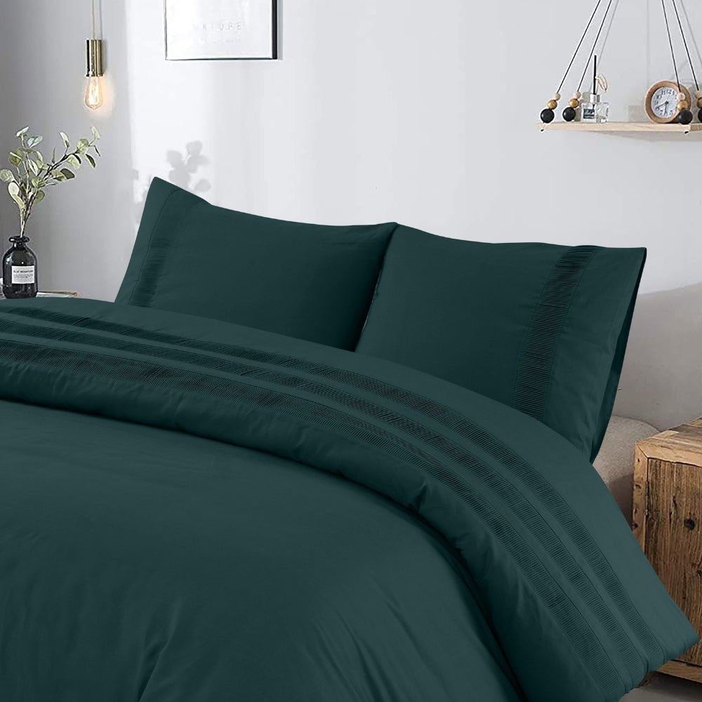 100% Cotton Duvet Cover Set Bali | Green | Single - 140cm (W) x 220cm (L) - The Bedding & Blankets Store