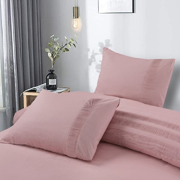 100% Cotton Duvet Cover Set Bali | Pink | Single - 140cm (W) x 220cm (L) - The Bedding & Blankets Store