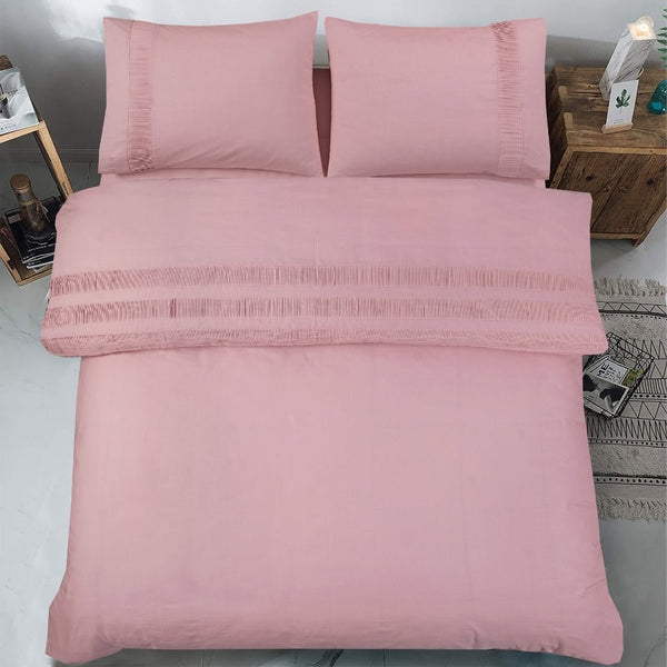 100% Cotton Duvet Cover Set Bali | Pink | Single - 140cm (W) x 220cm (L) - The Bedding & Blankets Store