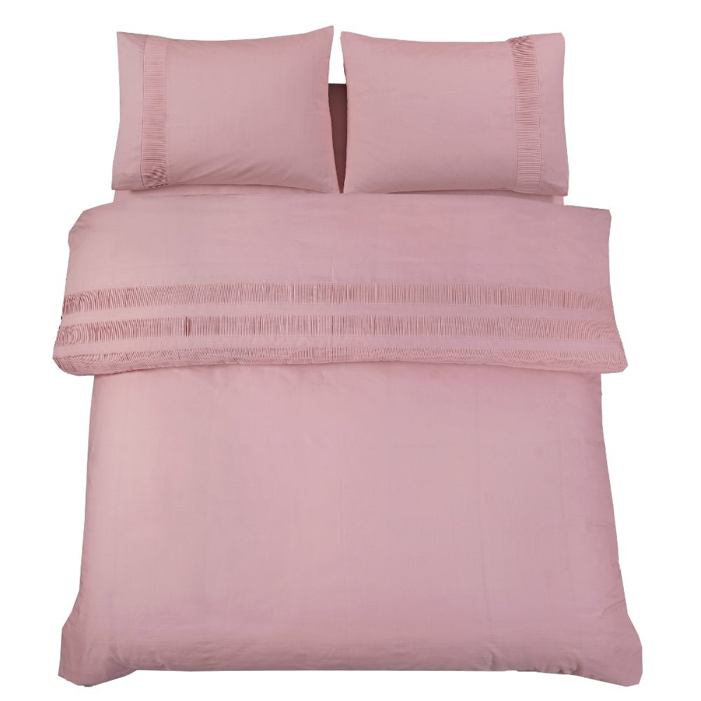 100% Cotton Duvet Cover Set Bali | Pink | Single - 140cm (W) x 220cm (L) - The Bedding & Blankets Store