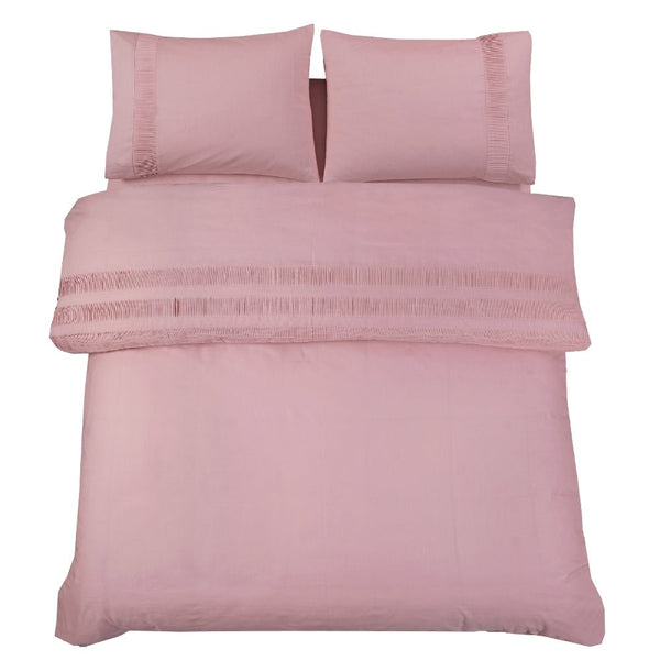 100% Cotton Duvet Cover Set Bali | Pink | Single - 140cm (W) x 220cm (L) - The Bedding & Blankets Store