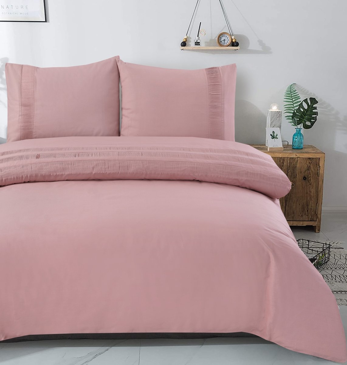 100% Cotton Duvet Cover Set Bali | Pink | Single - 140cm (W) x 220cm (L) - The Bedding & Blankets Store