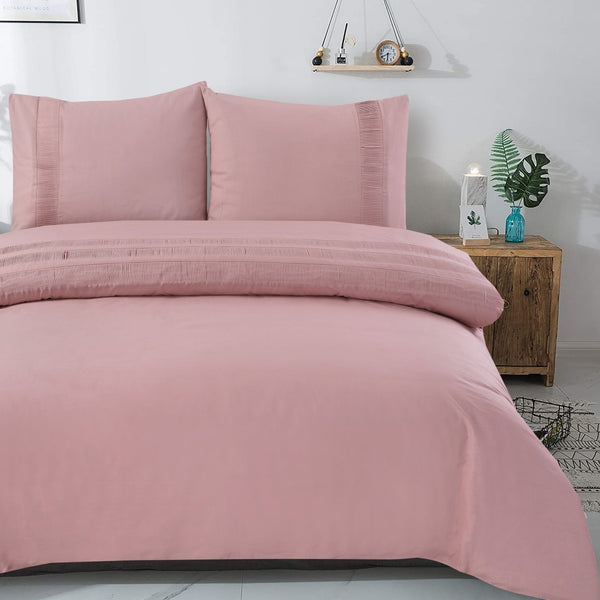 100% Cotton Duvet Cover Set Bali | Pink | Single - 140cm (W) x 220cm (L) - The Bedding & Blankets Store
