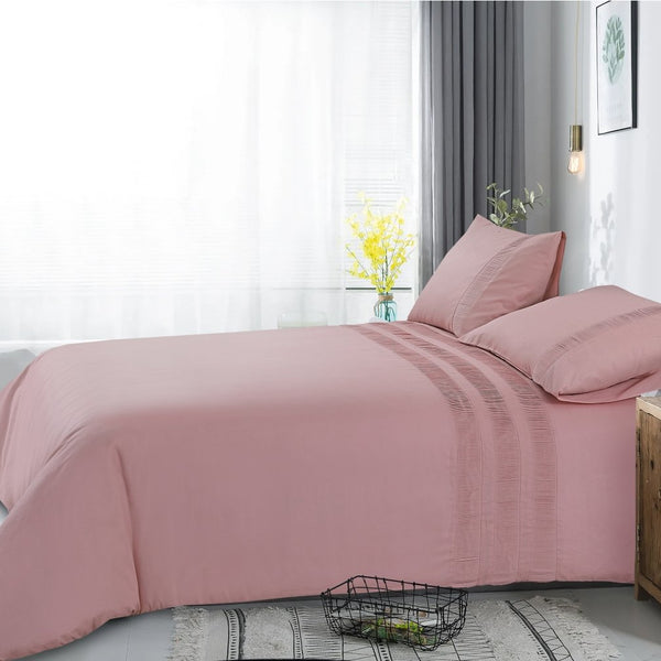 100% Cotton Duvet Cover Set Bali | Pink | Single - 140cm (W) x 220cm (L) - The Bedding & Blankets Store