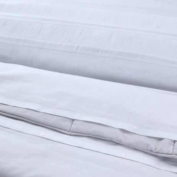 100% Cotton Duvet Cover Set Bali | White | Single - 140cm (W) x 220cm (L) - The Bedding & Blankets Store