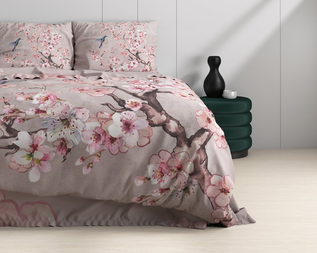 100% Cotton Duvet Cover Set Blossy | Pink | Double - 200cm (W) x 200/220cm (L) - The Bedding & Blankets Store