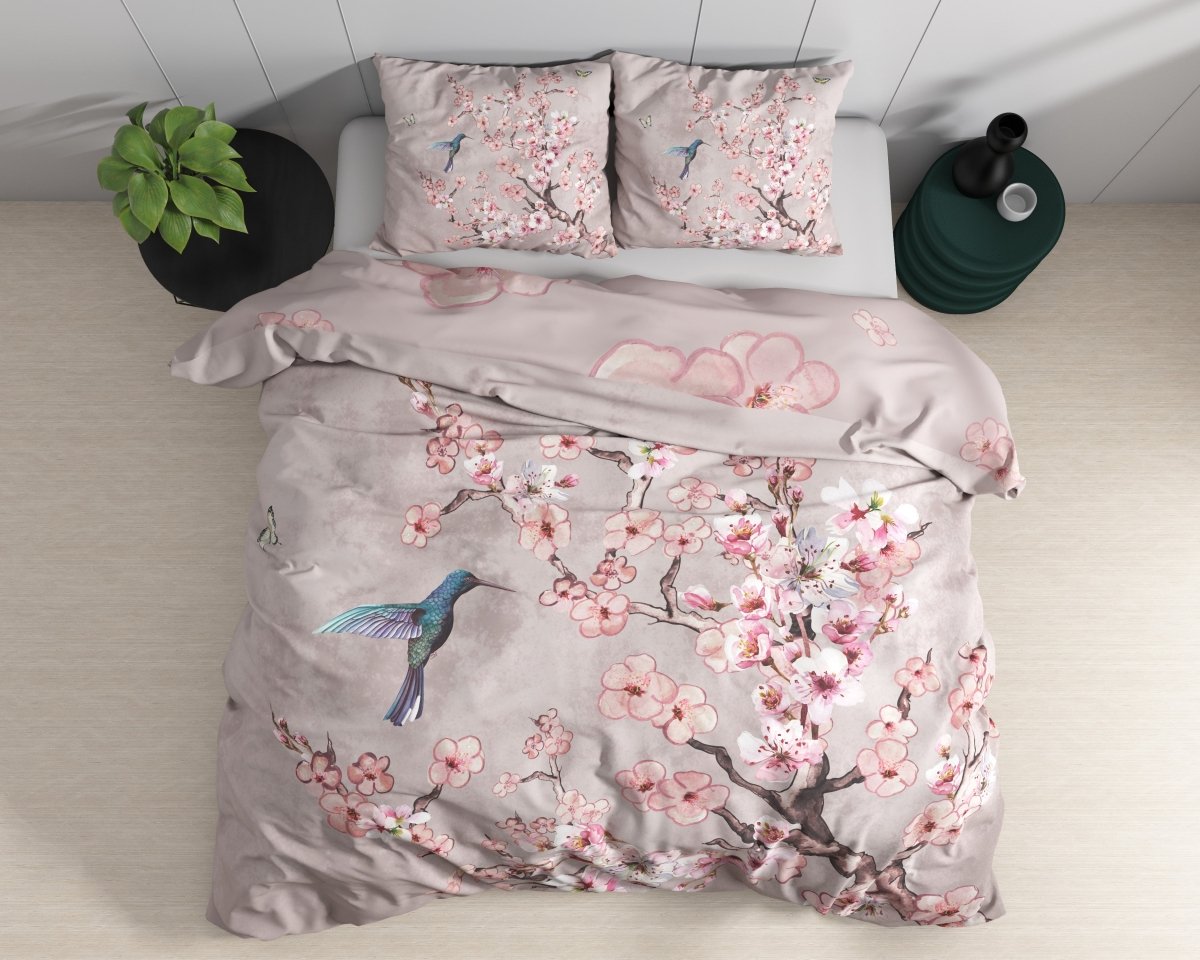 100% Cotton Duvet Cover Set Blossy | Pink | Double - 200cm (W) x 200/220cm (L) - The Bedding & Blankets Store