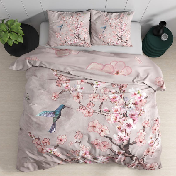 100% Cotton Duvet Cover Set Blossy | Pink | Double - 200cm (W) x 200/220cm (L) - The Bedding & Blankets Store