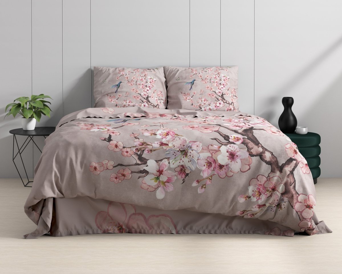 100% Cotton Duvet Cover Set Blossy | Pink | Double - 200cm (W) x 200/220cm (L) - The Bedding & Blankets Store