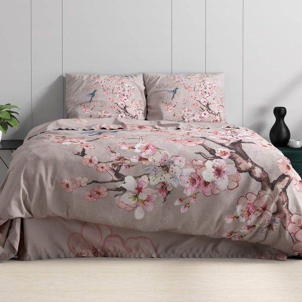 100% Cotton Duvet Cover Set Blossy | Pink | Double - 200cm (W) x 200/220cm (L) - The Bedding & Blankets Store