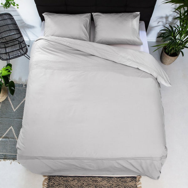 100% Cotton Duvet Cover Set Bogota | White | Double - 200cm (W) x 220cm (L) - The Bedding & Blankets Store