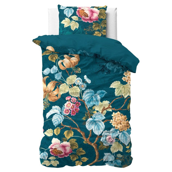 100% Cotton Duvet Cover Set Chanda | Blue | King Long - 240cm (W) x 220cm (L) - The Bedding & Blankets Store